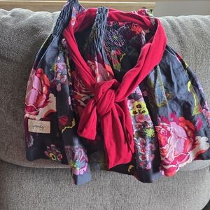 Persnickety Gray and Pink Floral Skirt